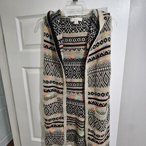 Monteau Black and Cream Patterned Women's Cardigan